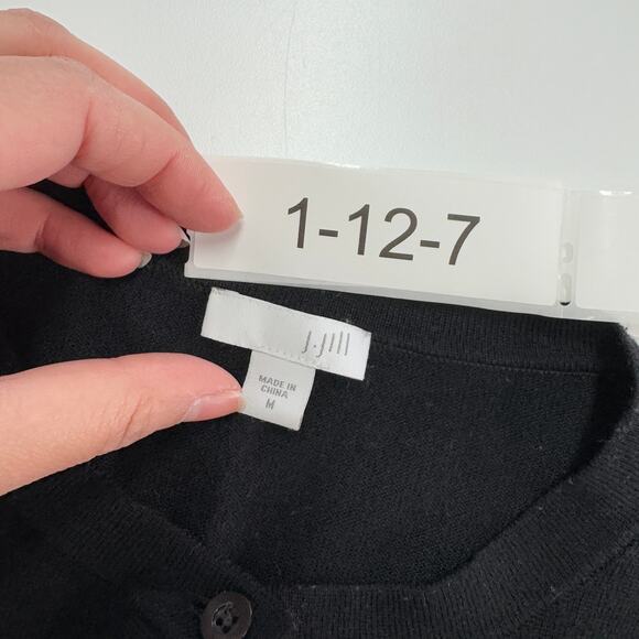 J.Jill Cardigan Womens Medium Black Tribeca Sweater Button Wool Blend - Picture 4 of 11